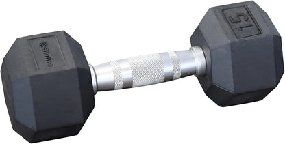 Rubber Coated Hexagon Dumbbells - Pairs - Encased Hand Weights for Men and Women