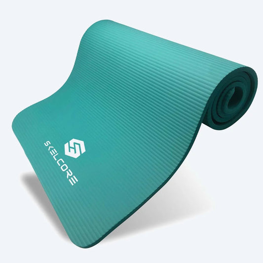 10Mm Extra Long, Non-Slip Exercise Mat with Carrying Strap, Teal