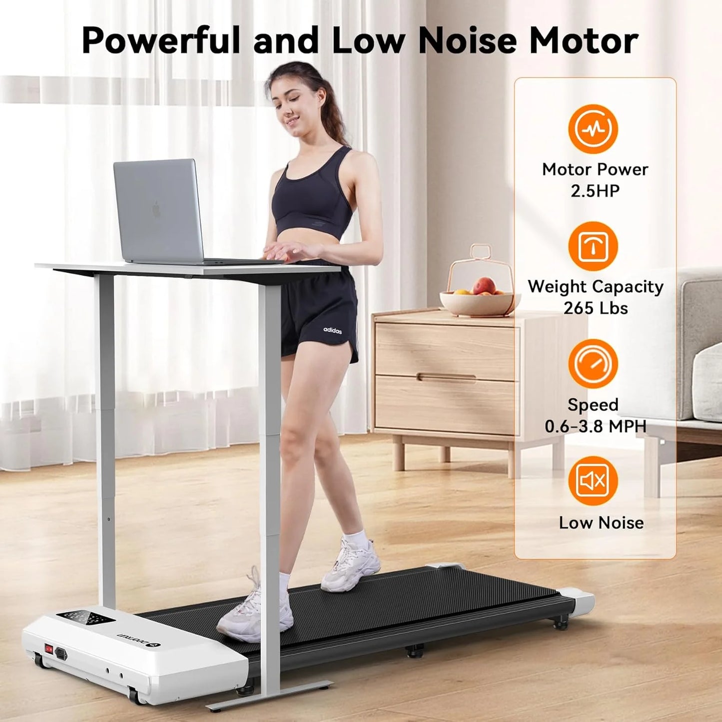 Walking Pad, Walking Treadmill under Desk Treadmill 2 in 1 for Home/Office with Remote Control, Small Treadmill with LED Display(White)